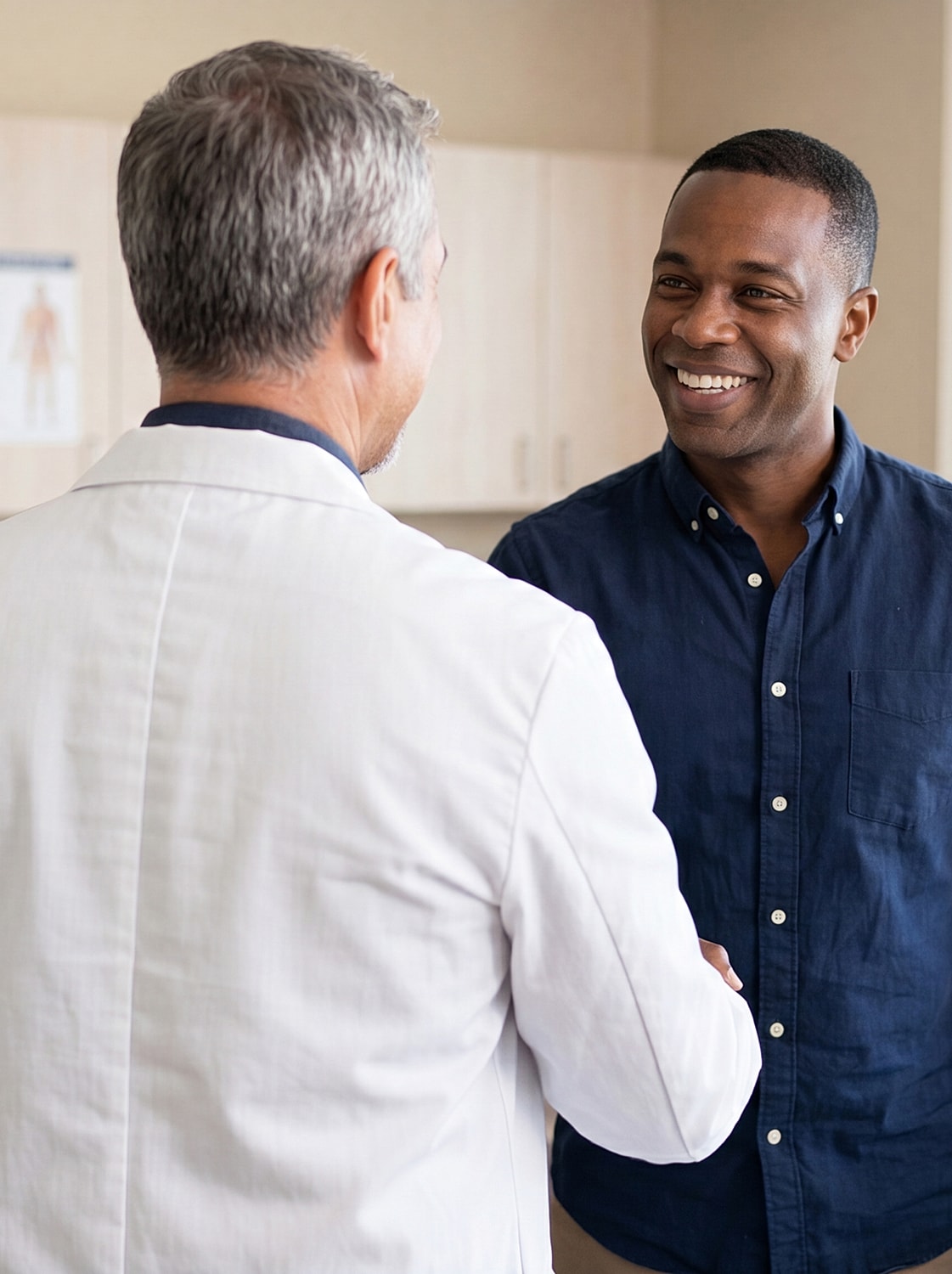 Doctor and patient sharing a positive conversation.